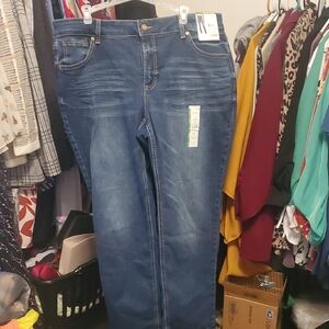 Time and Tru Women's Straight Leg Jeans - Dark Blue